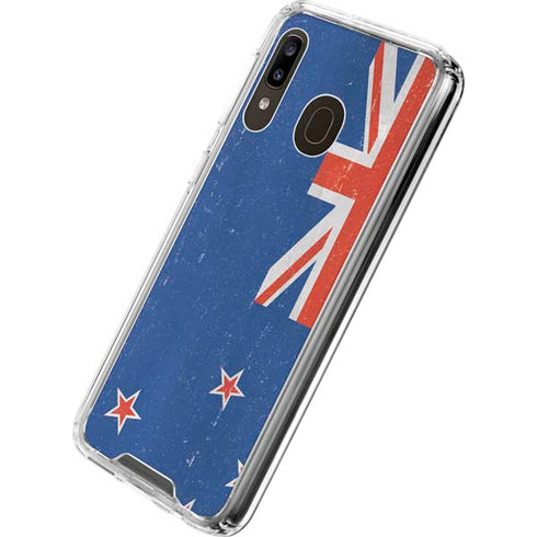 New Zealand Flag Distressed Galaxy A30 Clear Case